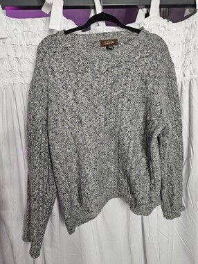 Tasso Elba Gray Marled Cable Knit Sweater